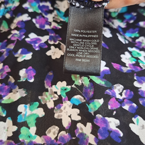 Express Sheer Floral Sleeveless Tank Top Blouse Sz M black, purple, green - Picture 3 of 3